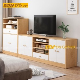 Kệ Để Tivi Gỗ Công Nghiệp Màu Vàng Sồi Cánh Trắng