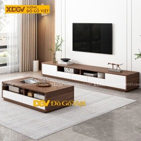 Kệ Gỗ Công Nghiệp Tivi 2 Màu Phối Chân Bệt