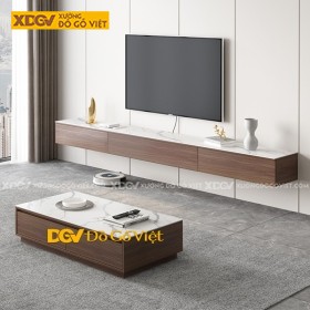 Kệ Tivi Phòng Khách Gỗ Công Nghiệp Thiết Kế Gắn Tường