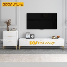 Kệ Tivi Kèm Tủ Ngăn Kéo Gỗ Công Nghiệp Sơn Trắng