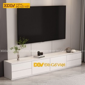 Kệ Tivi Gỗ Công Nghiệp Màu Trắng Thiết Kế Kèm Hộc Kéo