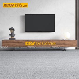 Kệ Gỗ Công Nghiệp Để Tivi Màu Nâu Chân Sắt Cao