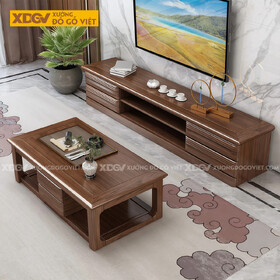 Kệ Tivi Gỗ Óc Chó Bo Viền Hiện Đại Kết Hợp Tay Nắm Tinh Xảo