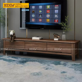 Kệ Tivi Gỗ Óc Chó Thiết Kế Tay Nắm Âm Hiện Đại Tinh Gọn