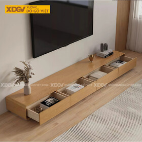 Kệ Tivi Gỗ Sồi Mỹ Cánh Ngăn Kéo Góc Bo Tròn Ghép Liền Mạch