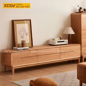 Kệ Tivi Gỗ Sồi Thịt Hiện Đại Bo Góc Ghép Mộng Liền Mạch