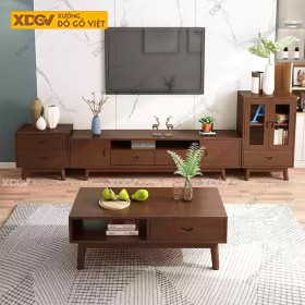 Kệ Tivi Gỗ Veneer Sồi Hiện Đại Tay Nắm Bán Nguyệt