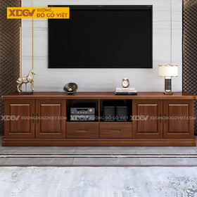 Kệ Tivi Gỗ Xoan Đào Dáng Truyền Thống Bo Cạnh