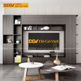 Kệ Tivi Kèm Tủ Màu Xám Chất Liệu Gỗ Công Nghiệp