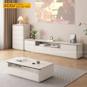 Kệ Tivi Phòng Khách Gỗ MDF Phối Hộc Hở Giữa Bo Cong Mềm Mại