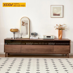 Kệ Tivi Phòng Khách Gỗ Óc Chó Chân Cao Kiểu Dáng Vuông Vức