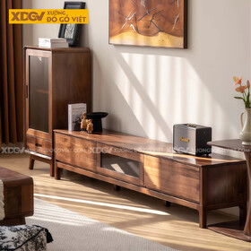 Kệ Tivi Phòng Khách Gỗ Óc Chó Dáng Thấp Phong Cách Bắc Âu