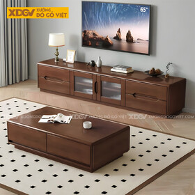 Kệ Tivi Sồi Mỹ Phòng Khách Hiện Đại Tay Âm Khoét Cạnh