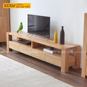 Kệ Tivi Sồi Mỹ Vân Tự Nhiên Kết Cấu Chân Trụ Dày Vững Chãi