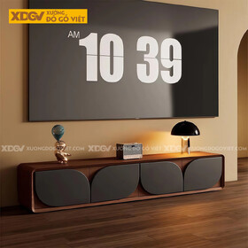 Kệ Tivi Trưng Bày Gỗ Cao Su Thiết Kế Cánh Cong Oval Độc Đáo