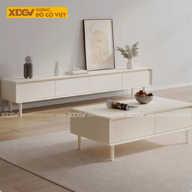 Kệ Tivi Trưng Bày Gỗ Cao Su Thiết Kế Chân Cao Bo Góc Mềm Mại