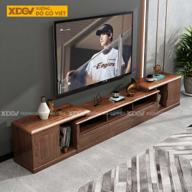 Kệ Trang Trí Tivi Phòng Khách Gỗ Veneer Óc Chó