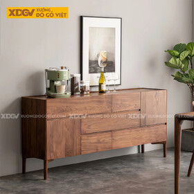 Kiểu Tủ Đựng Chén Bát Gỗ Óc Chó Bố Cục Chia Ngăn Kéo Lạ Mắt