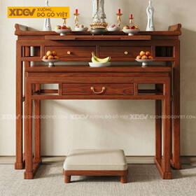 Mẫu Án Gian Trang Nghiêm Gỗ Gõ Thiết Kế Khung Chân Vững Chắc