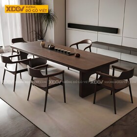 Mẫu Bàn Ăn Gỗ Óc Chó Cổ Điển 2 Chân Trụ Nguyên Tấm Khoét...