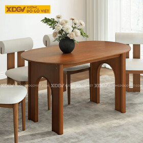 Mẫu Bàn Ăn Phòng Bếp Gỗ Sồi Mỹ Mặt Oval Chân Chữ U Độc...