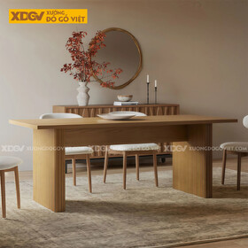 Mẫu Bàn Ăn Phòng Bếp Gỗ Sồi Mỹ Thiết Kế 2 Chân Ốp Chỉ...