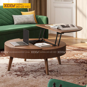 Mẫu Bàn Sofa Phòng Khách Gỗ Sồi Chân Cao Kết Hợp Khoang Chứa