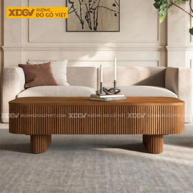 Mẫu Bàn Sofa Phòng Khách Gỗ Sồi Ngăn Kéo Phối Sọc Nghệ Thuật