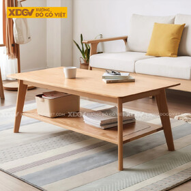Mẫu Bàn Sofa Phòng Khách Hiện Đại Gỗ Sồi 2 Tầng Đa Năng
