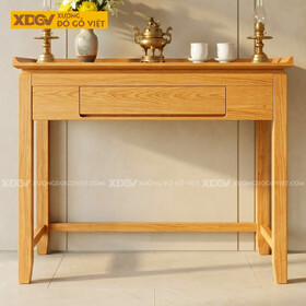 Mẫu Bàn Thờ Gỗ Sồi Mỹ Thiết Kế Tai Cong Khung Chân Vững Chãi