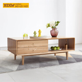 Mẫu Bàn Trà Sofa Phòng Khách Gỗ Sồi Thiết Kế Bất Đối Xứng