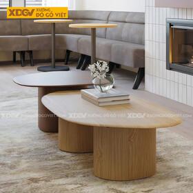 Mẫu Bàn Trà Sofa Phòng Khách Gỗ Sồi Thiết Kế Chân Trụ Lớn