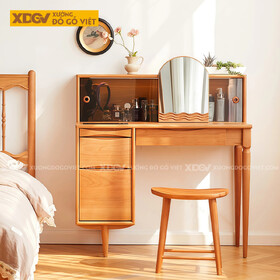Mẫu Bàn Trang Điểm Phòng Khách Gỗ Sồi Chân Côn Cánh Kính Lùa