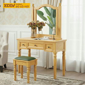 Mẫu Bàn Trang Điểm Phòng Ngủ Gỗ Gõ Đỏ Chân Tiện Phối Gương
