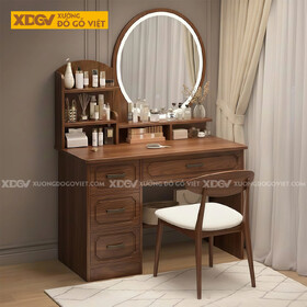 Mẫu Bàn Trang Điểm Phòng Ngủ Gỗ Óc Chó Phối Gương Hiện Đại