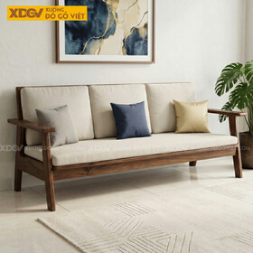 Mẫu Ghế Sofa Chân Cao Văng Dài Gỗ Óc Chó Hiện Đại Bọc Nệm