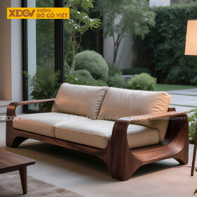 Mẫu Ghế Sofa Gỗ Óc Chó Khung Gỗ Bo Tròn Chân Vòm Tay Chữ C