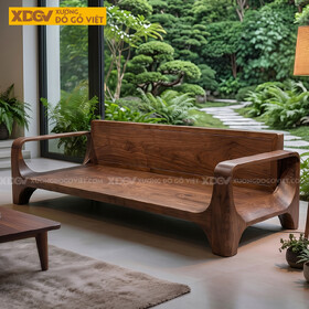 Mẫu Ghế Sofa Gỗ Óc Chó Khung Gỗ Bo Tròn Chân Vòm Tay Chữ C