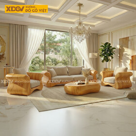 Mẫu Ghế Sofa Sang Trọng Gỗ Gõ Đỏ Thiết kế Lượn Sóng Bệ...