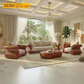 Mẫu Ghế Sofa Sang Trọng Gỗ Gõ Đỏ Thiết kế Lượn Sóng Bệ Thế