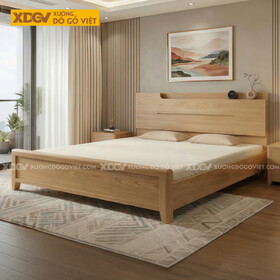 Mẫu Giường Ngủ Hiện Đại Gỗ Sồi Mỹ Chân Cao Kèm Kệ Đầu...