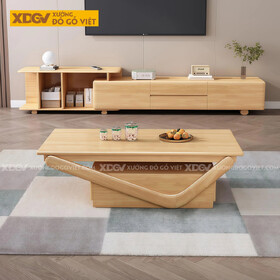 Mẫu Kệ Để Tivi Gỗ Cao Su Thiết Kế Phân Tầng Cơ Chế Đẩy...