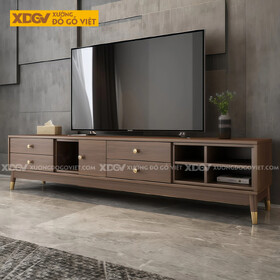 Mẫu Kệ Để Tivi Gỗ MDF Chân Cao Nhấn Kim Loại Đa Ngăn Lưu Trữ