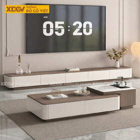 Mẫu Kệ Để Tivi Gỗ MDF Dáng Dài Gia Công Góc Bo Tinh Xảo