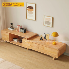 Mẫu Kệ Để Tivi Trưng Bày Gỗ Cao Su Cơ Chế Đẩy Trượt Mở...