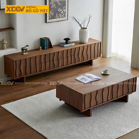 Mẫu Kệ Để Tivi Veneer Sồi Họa Tiết Nổi Lượn Sóng Nghệ...