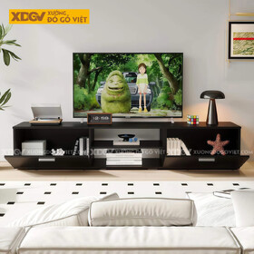 Mẫu Kệ Tivi Gỗ Công Nghiệp Dáng Vuông Bệt Màu Đen Huyền Bí