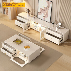 Mẫu Kệ Tivi Gỗ Công Nghiệp Sang Trọng Góc Bo Nhẹ Phối Kính