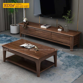 Mẫu Kệ Tivi Gỗ Veneer Óc Chó 3 Ngăn Hộc Kéo