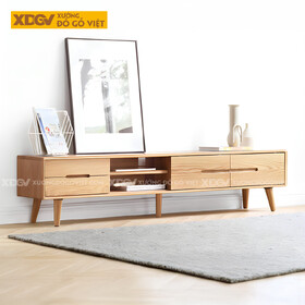 Mẫu Kệ Tivi Sồi Mỹ Hiện Đại Chân Cao Cửa Lùa Bên Linh Hoạt